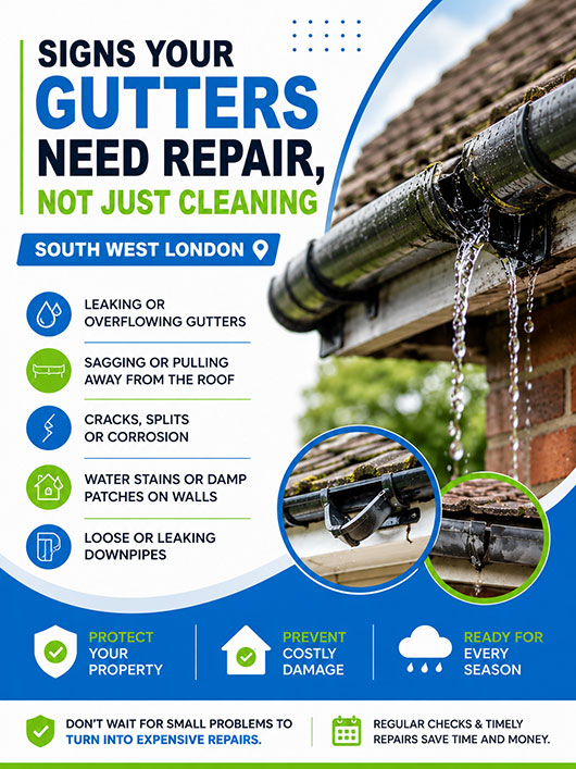Signs Your Gutters Need Repair, Not Just Cleaning in South West London Signs Your Gutters Need Repair, Not Just Cleaning in South West London